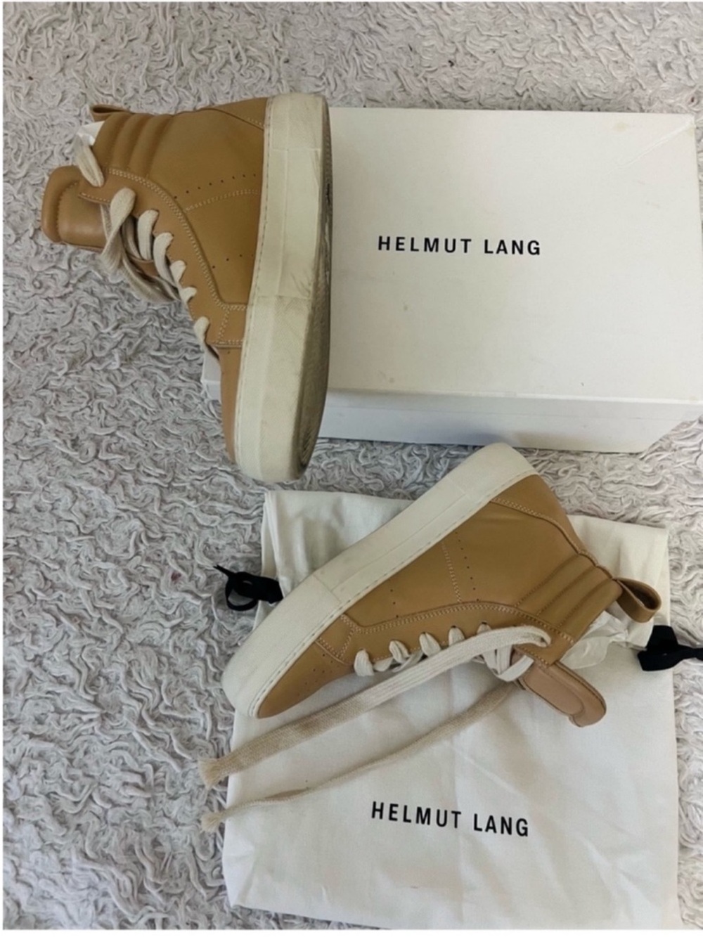 Helmut Lang Cow Leather High-Top Sneakers W Original Box & Dust Bag - Picture 6 of 11
